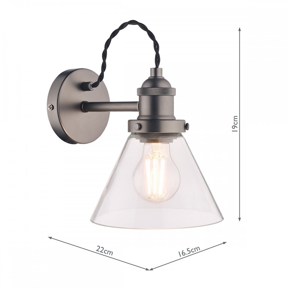 Isaac Vintage 1 Light Wall Light In Industrial Nickel Finish LA3742277-Q