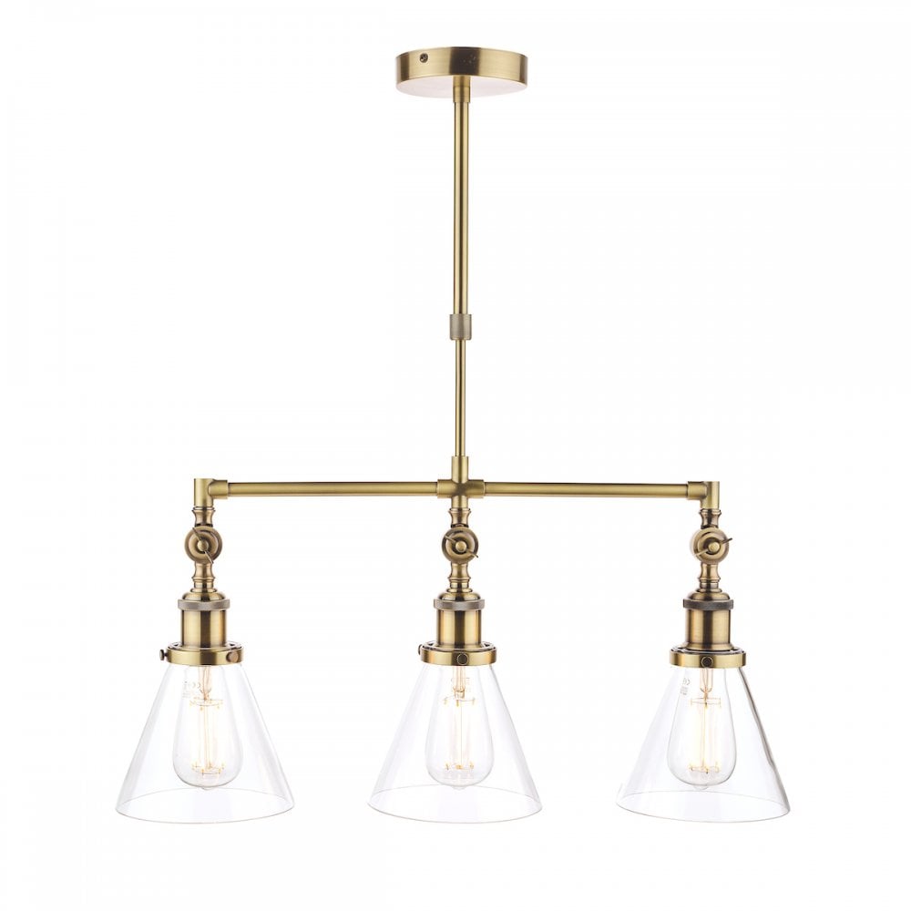 Isaac Vintage 3 Light Ceiling Bar Pendant Light In Antique Brass Finish LA3688629-Q