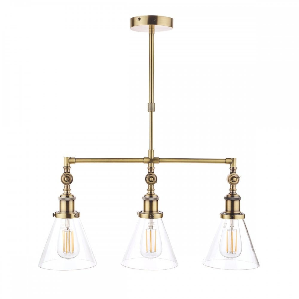 Isaac Vintage 3 Light Ceiling Bar Pendant Light In Antique Brass Finish LA3688629-Q
