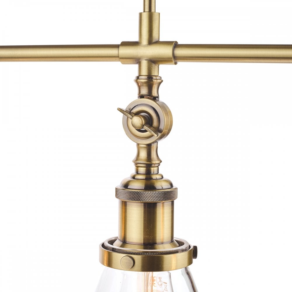 Isaac Vintage 3 Light Ceiling Bar Pendant Light In Antique Brass Finish LA3688629-Q