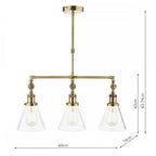 Isaac Vintage 3 Light Ceiling Bar Pendant Light In Antique Brass Finish LA3688629-Q