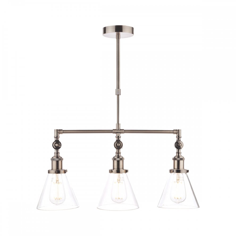 Isaac Vintage 3 Light Ceiling Bar Pendant Light In Satin Nickel Finish LA3650343-Q