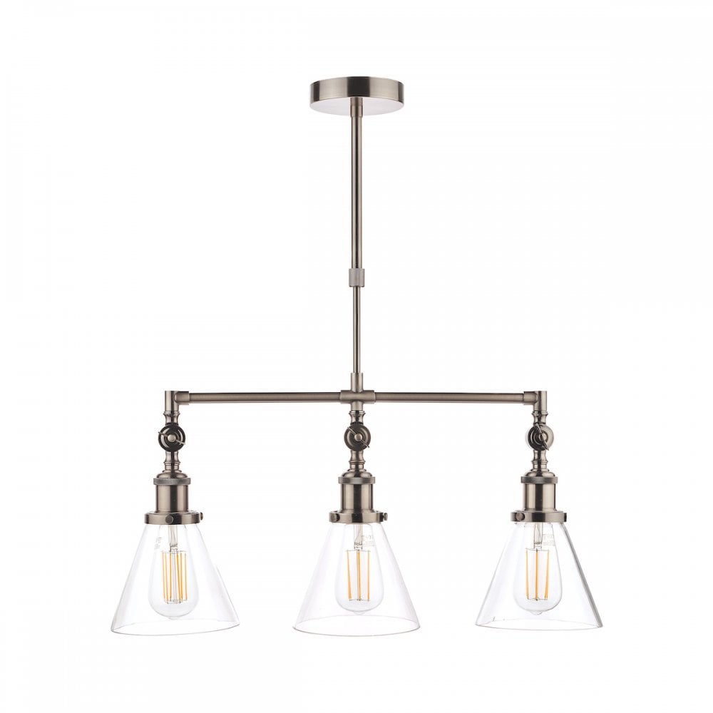 Isaac Vintage 3 Light Ceiling Bar Pendant Light In Satin Nickel Finish LA3650343-Q
