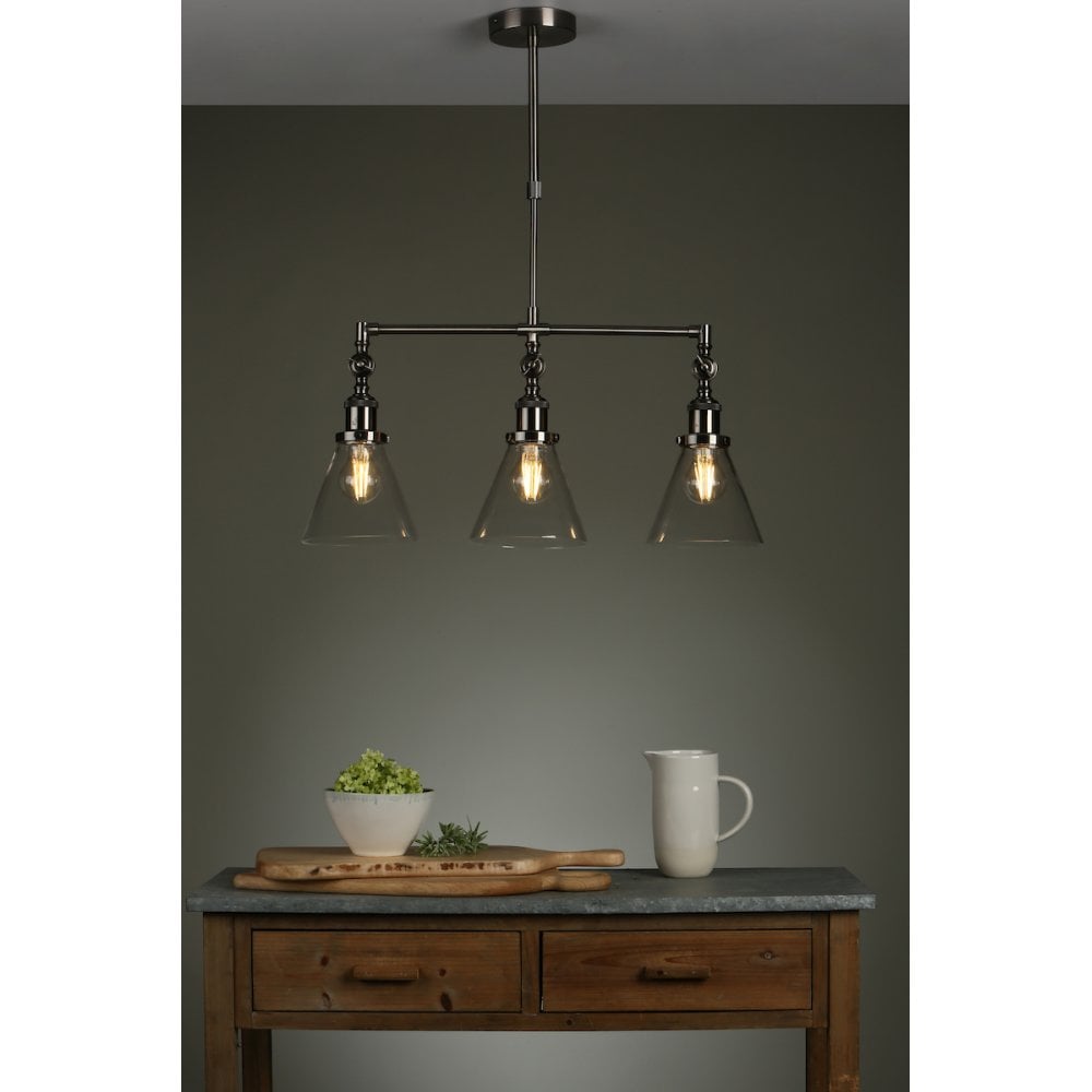 Isaac Vintage 3 Light Ceiling Bar Pendant Light In Satin Nickel Finish LA3650343-Q