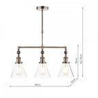 Isaac Vintage 3 Light Ceiling Bar Pendant Light In Satin Nickel Finish LA3650343-Q