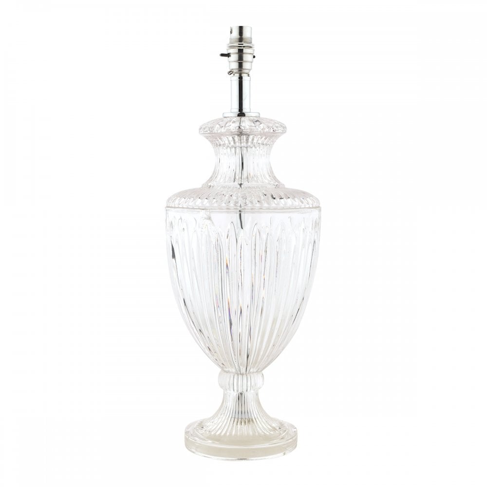 Meredith Large Ribbed Glass Urn Table Lamp Base In Polished Chrome LA3702772-Q