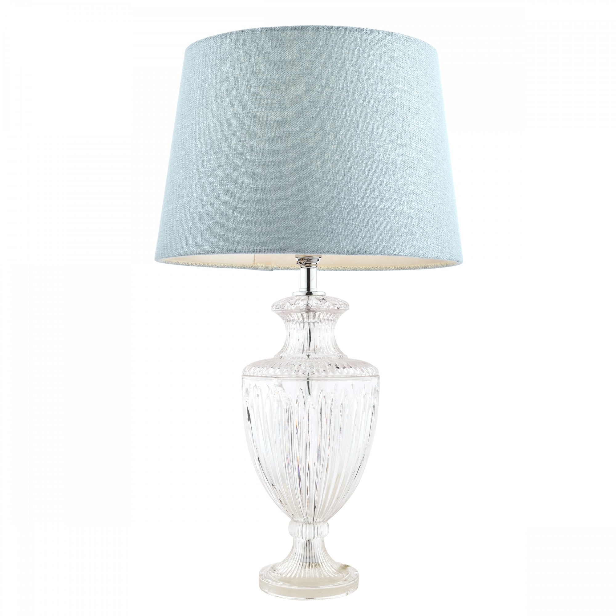 Meredith Large Ribbed Glass Urn Table Lamp Base In Polished Chrome LA3702772-Q