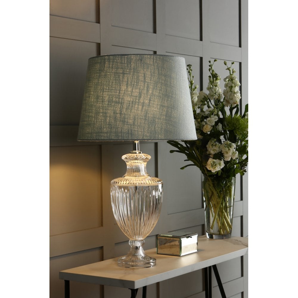 Meredith Large Ribbed Glass Urn Table Lamp Base In Polished Chrome LA3702772-Q