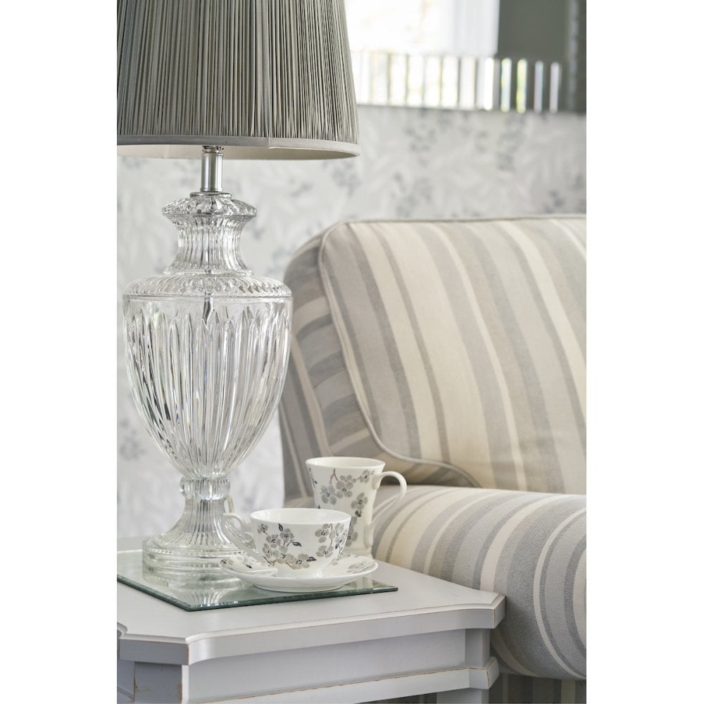 Meredith Large Ribbed Glass Urn Table Lamp Base In Polished Chrome LA3702772-Q