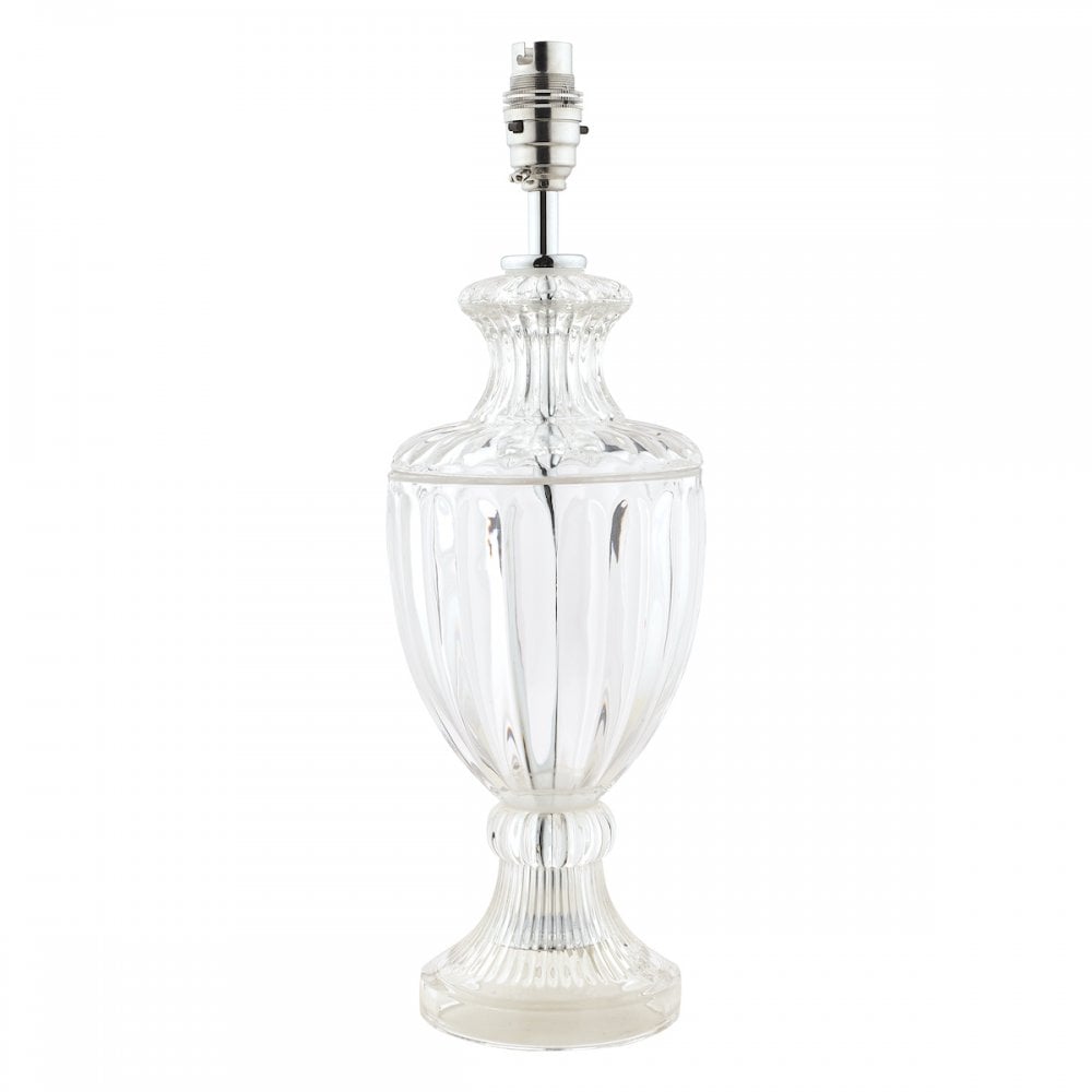 Meredith Small Ribbed Glass Urn Table Lamp Base In Polished Chrome LA3725860-Q