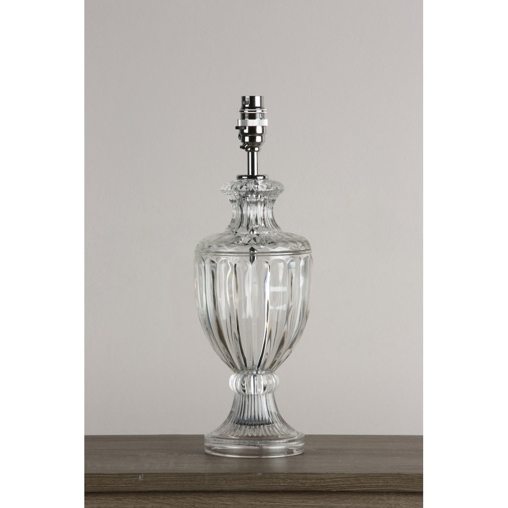 Meredith Small Ribbed Glass Urn Table Lamp Base In Polished Chrome LA3725860-Q