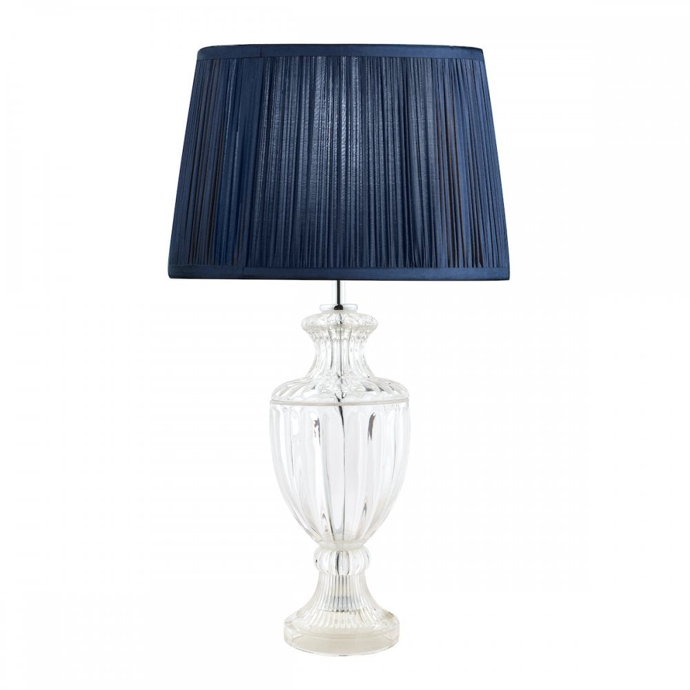 Meredith Small Ribbed Glass Urn Table Lamp Base In Polished Chrome LA3725860-Q