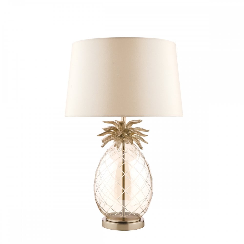 Pineapple Champagne Cut Glass Table Lamp In Cream Gold With Silk Shade LA3702785-Q
