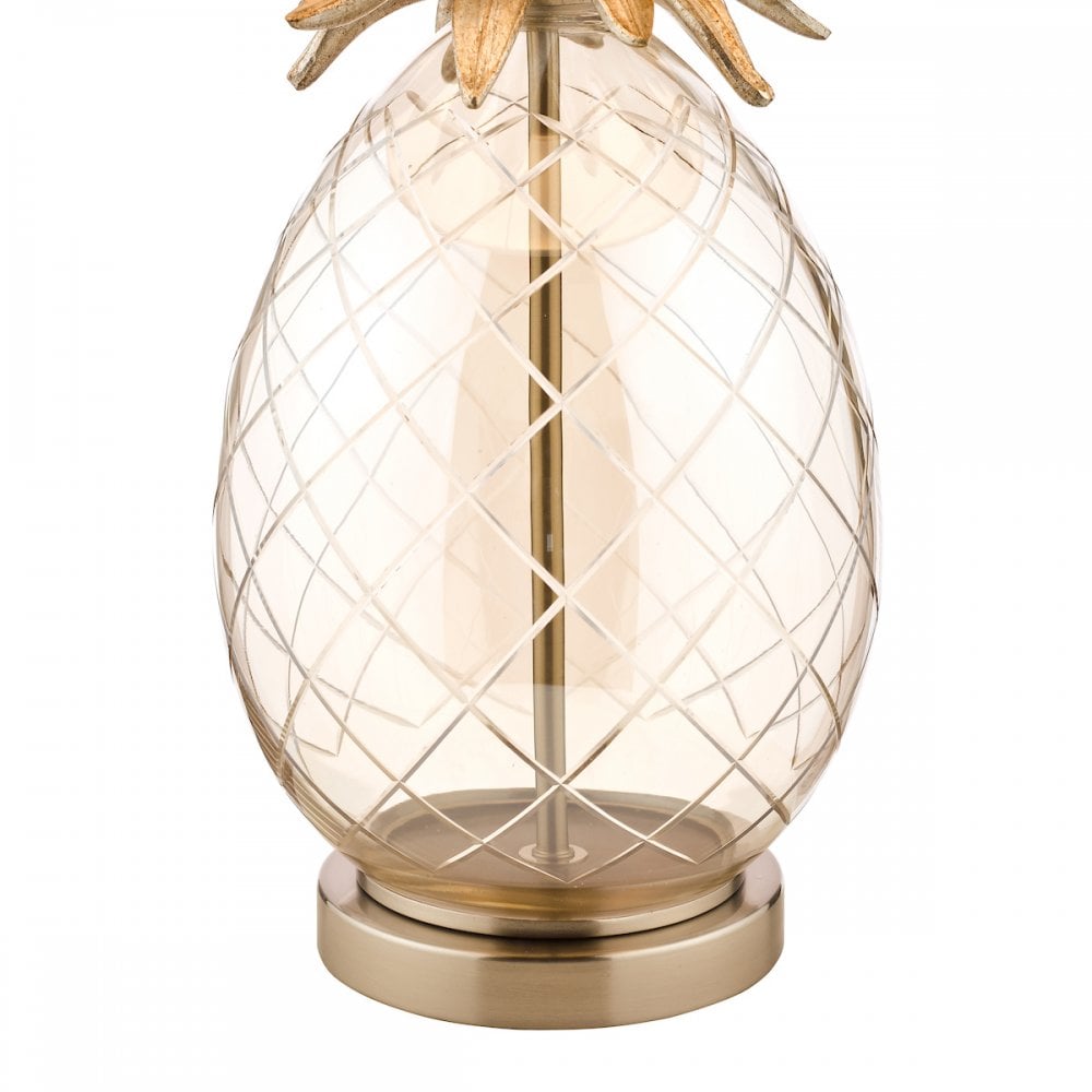 Pineapple Champagne Cut Glass Table Lamp In Cream Gold With Silk Shade LA3702785-Q