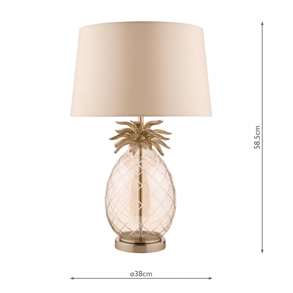 Pineapple Champagne Cut Glass Table Lamp In Cream Gold With Silk Shade LA3702785-Q