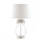 Pineapple Clear Cut Glass Table Lamp In Brushed Chrome With Cotton Shade LA3734611-Q