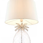 Pineapple Clear Cut Glass Table Lamp In Brushed Chrome With Cotton Shade LA3734611-Q