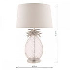 Pineapple Clear Cut Glass Table Lamp In Brushed Chrome With Cotton Shade LA3734611-Q