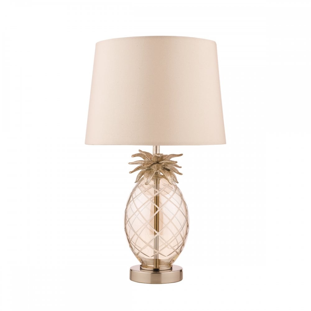 Pineapple Small Champagne Cut Glass Table Lamp In Cream Gold With Silk Shade LA3724961-Q