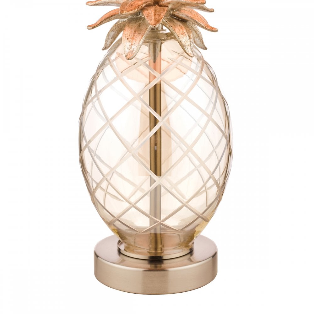 Pineapple Small Champagne Cut Glass Table Lamp In Cream Gold With Silk Shade LA3724961-Q