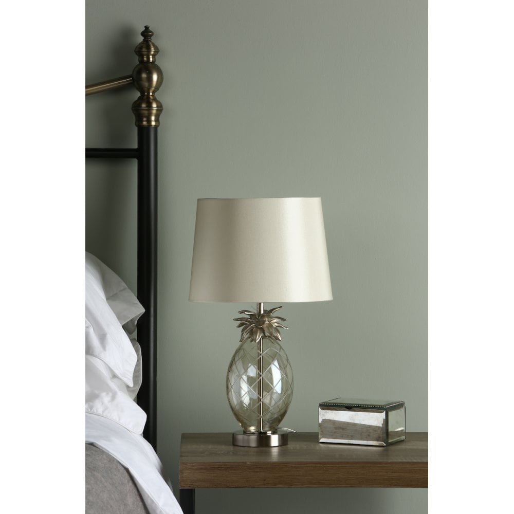 Pineapple Small Champagne Cut Glass Table Lamp In Cream Gold With Silk Shade LA3724961-Q