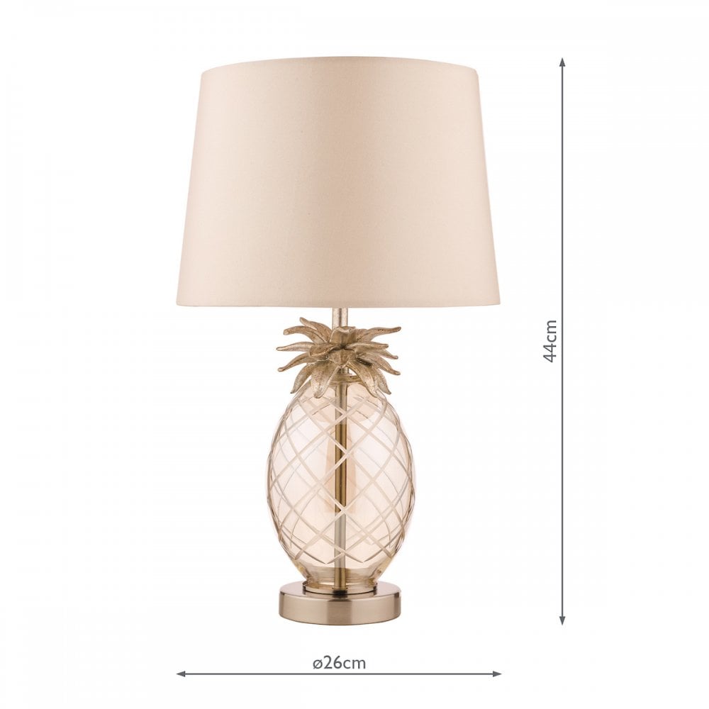 Pineapple Small Champagne Cut Glass Table Lamp In Cream Gold With Silk Shade LA3724961-Q