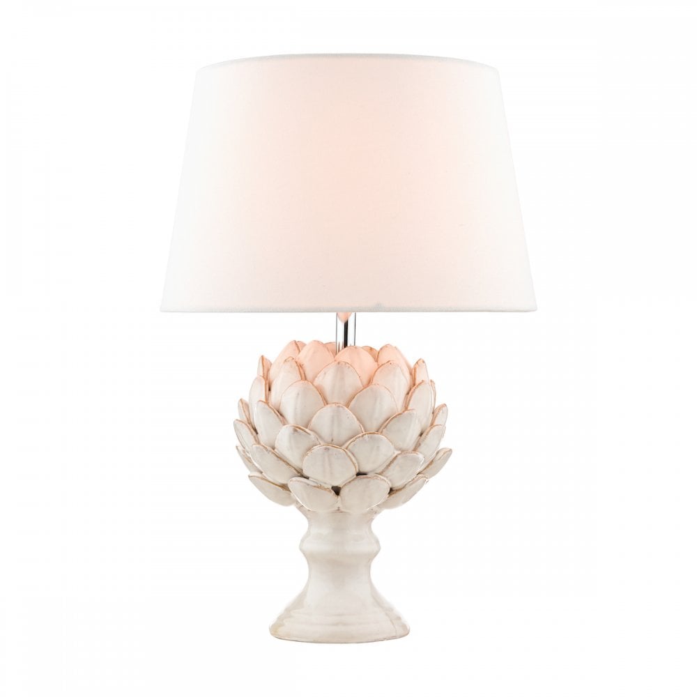 Artichoke Ceramic Table Lamp With Ivory Linen Shade LA3734605-Q