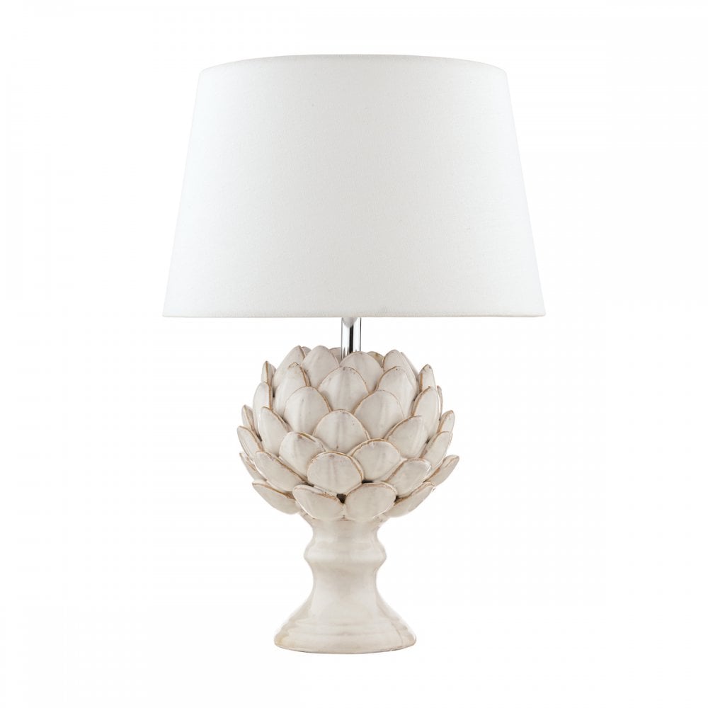 Artichoke Ceramic Table Lamp With Ivory Linen Shade LA3734605-Q