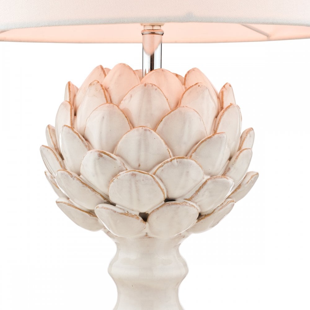 Artichoke Ceramic Table Lamp With Ivory Linen Shade LA3734605-Q