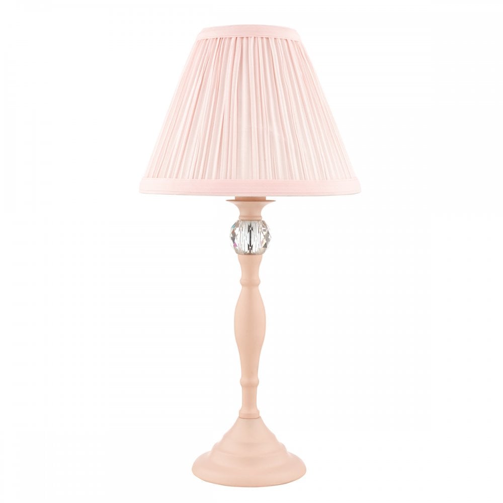 Ellis Spindle Table Lamp In Satin Pink With Shades LA3724950-Q