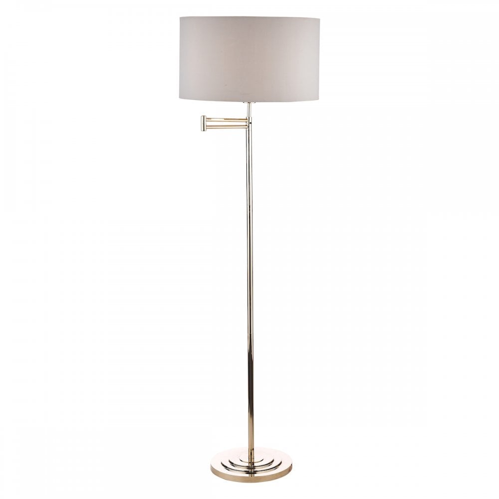Marlowe Swing Arm Floor Lamp In Polished Nickel Finish With Grey Shade LA3734177-Q