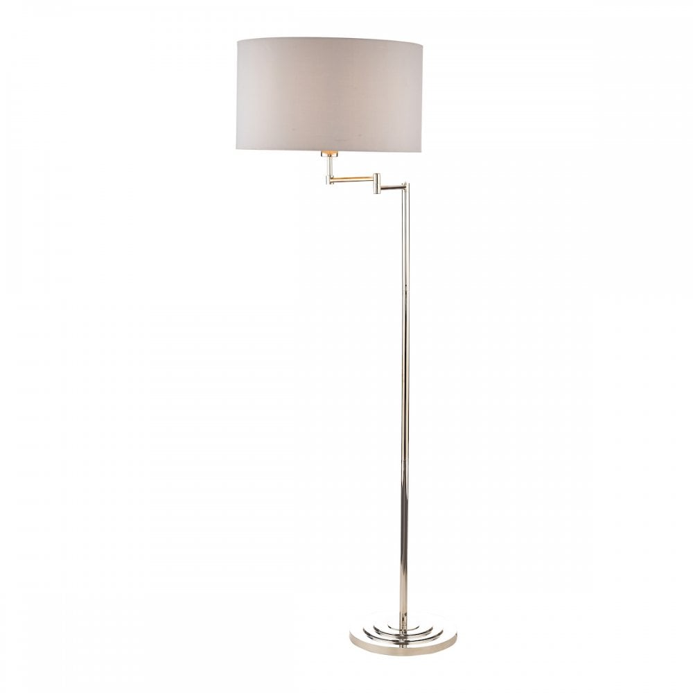 Marlowe Swing Arm Floor Lamp In Polished Nickel Finish With Grey Shade LA3734177-Q