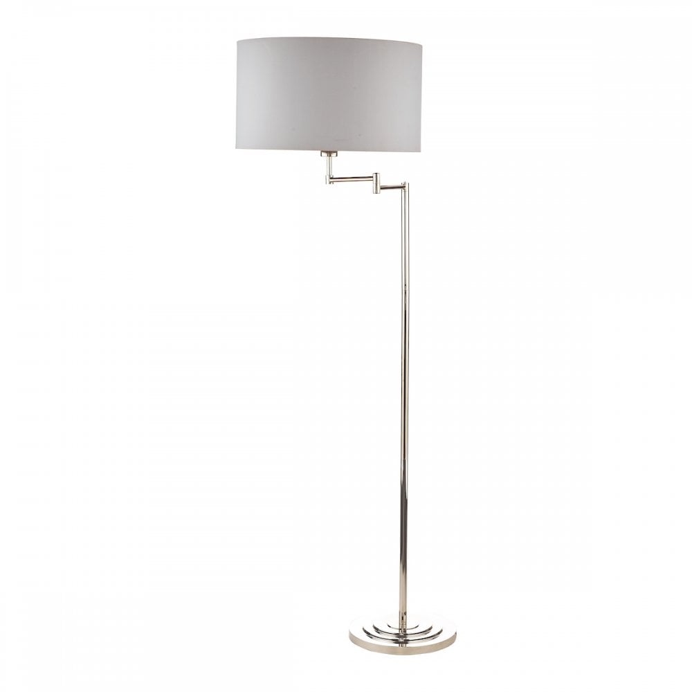 Marlowe Swing Arm Floor Lamp In Polished Nickel Finish With Grey Shade LA3734177-Q