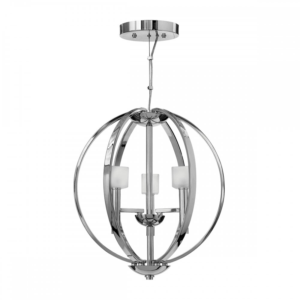 Mondo Contemporary 3 Light Ceiling Chandelier In Polished Chrome Finish QN-MONDO3