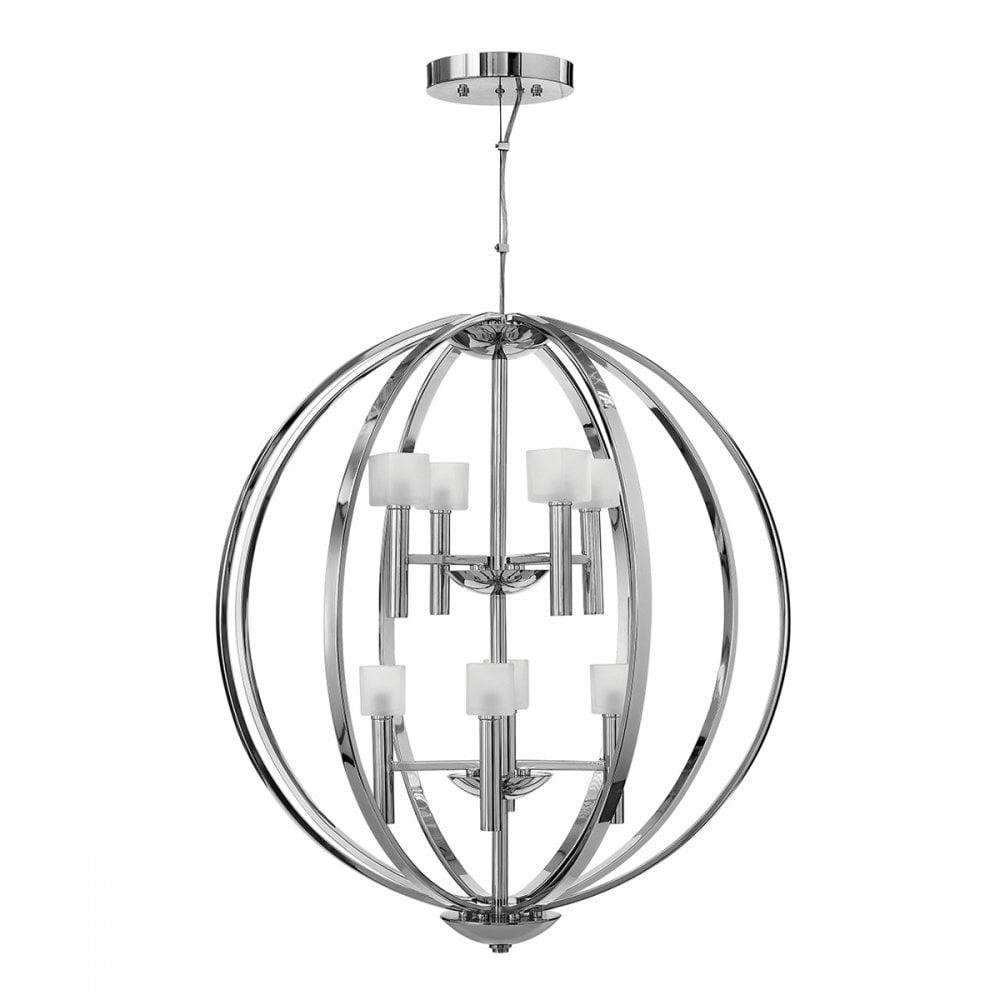 Mondo Contemporary 8 Light Ceiling Chandelier In Polished Chrome Finish QN-MONDO8