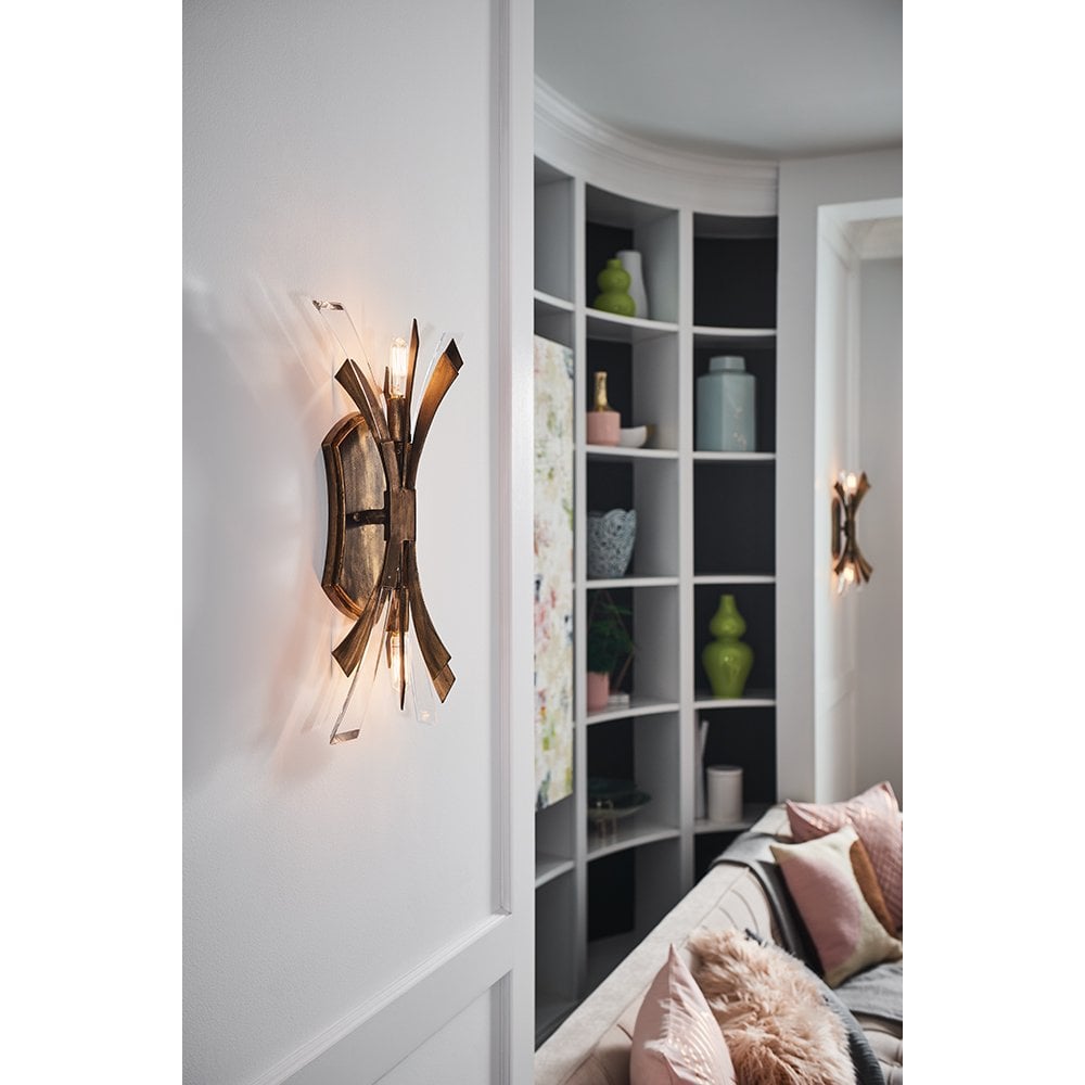 Vida Starburst 2 Light Wall Light In Burnished Gold Finish QN-VIDA2