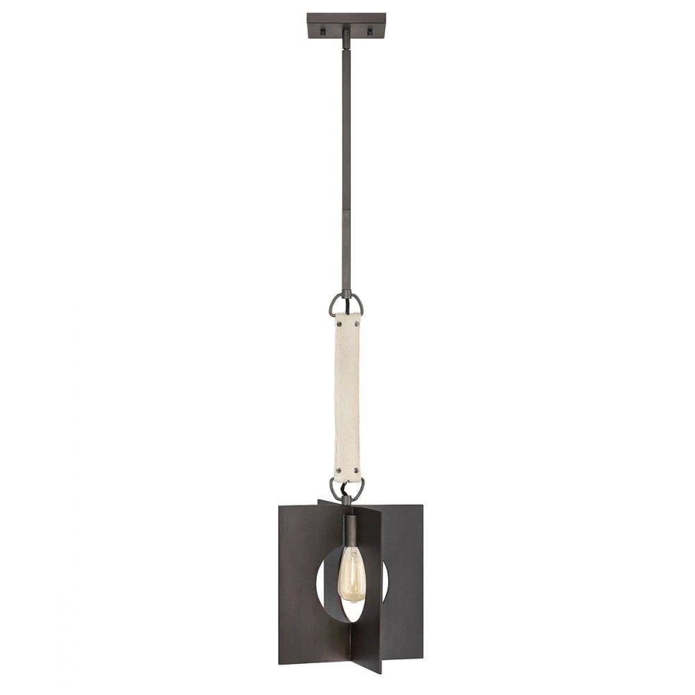 Ludlow Industrial 1 Light Ceiling Pendant In Brushed Graphite Finish QN-LUDLOW-1P-GR
