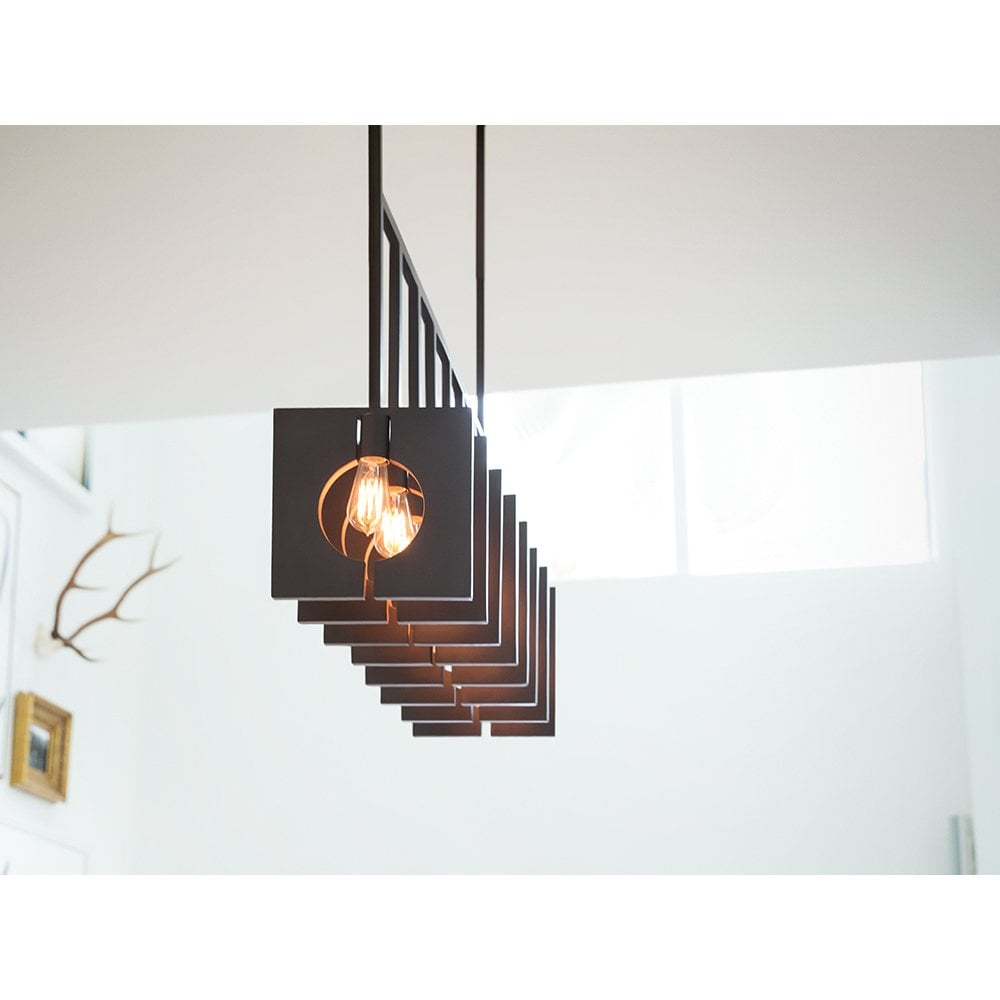 Ludlow Industrial 8 Light Linear Ceiling Pendant In Brushed Graphite QN-LUDLOW8-GR
