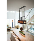 Ludlow Industrial 8 Light Linear Ceiling Pendant In Brushed Graphite QN-LUDLOW8-GR