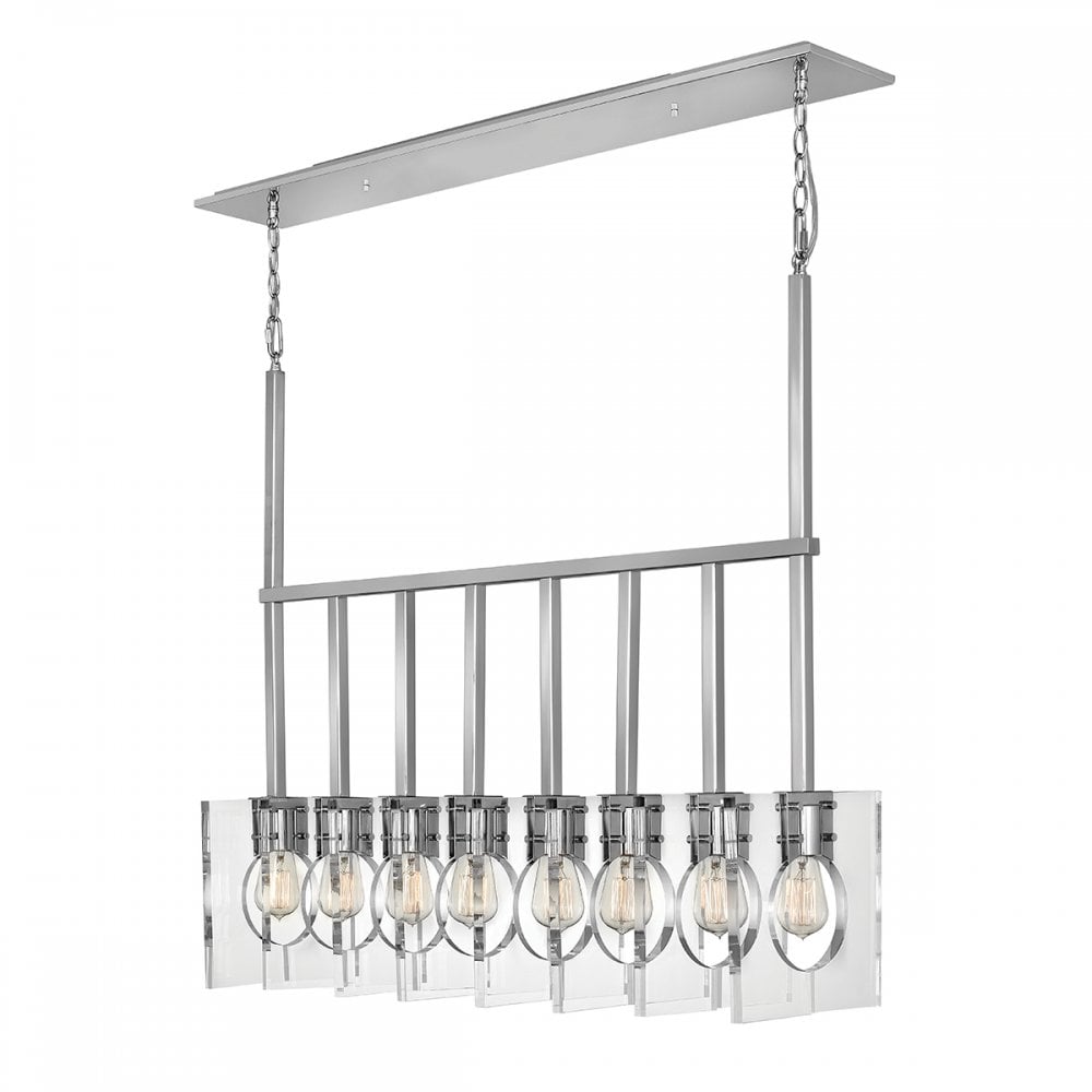 Ludlow Industrial 8 Light Linear Ceiling Pendant In Polished Nickel QN-LUDLOW8-PN