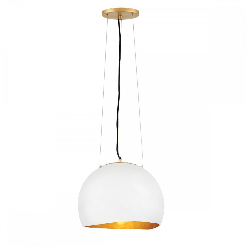 Nula 1 Light Organic Ceiling Pendant Light In Shell White And Luxe Gold Finish QN-NULA-1P