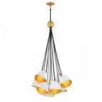 Nula 15 Light Organic Cluster Ceiling Pendant In Shell White And Luxe Gold QN-NULA-15P