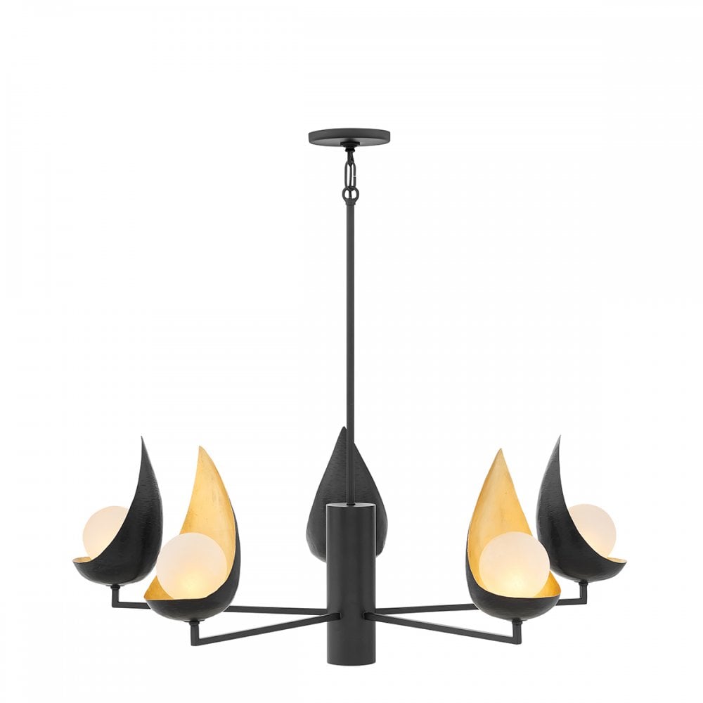 Ren Modern 6 Light Ceiling Chandelier In Matt Black And Gold Finish QN-REN5