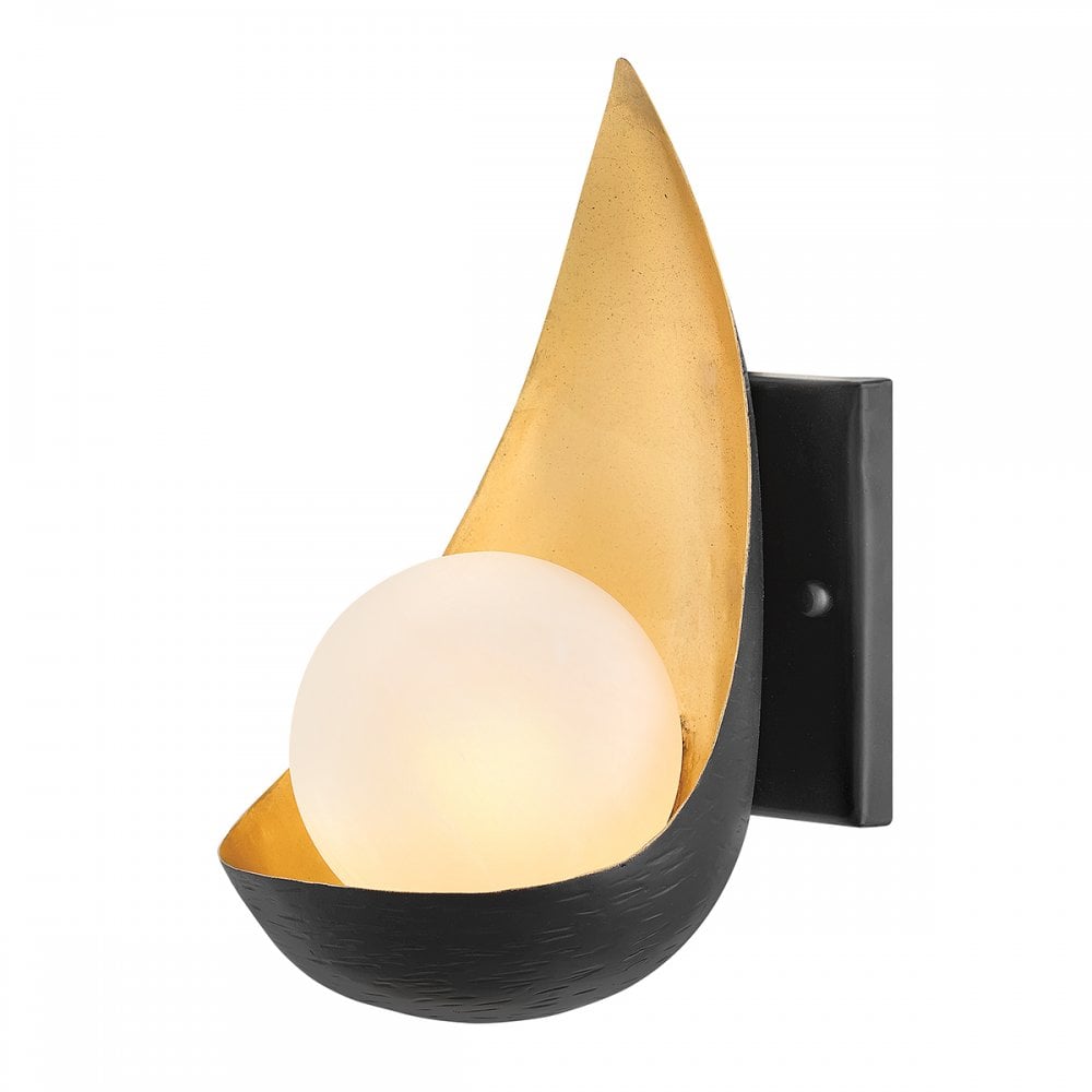 Ren Modern Single Wall Light In Matt Black And Gold Finish QN-REN1