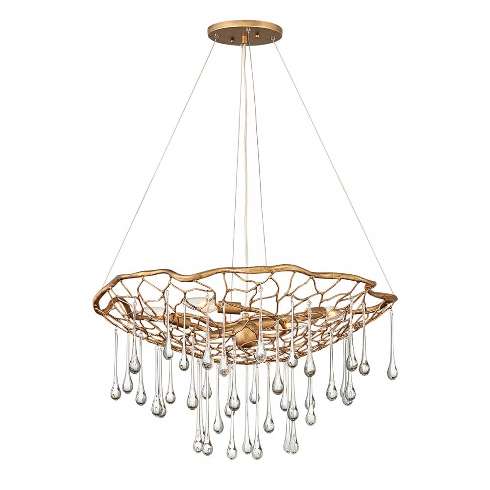 Laguna Organic 4 Light Ceiling Pendant Light In Burnished Gold Finish QN-LAGUNA-4P