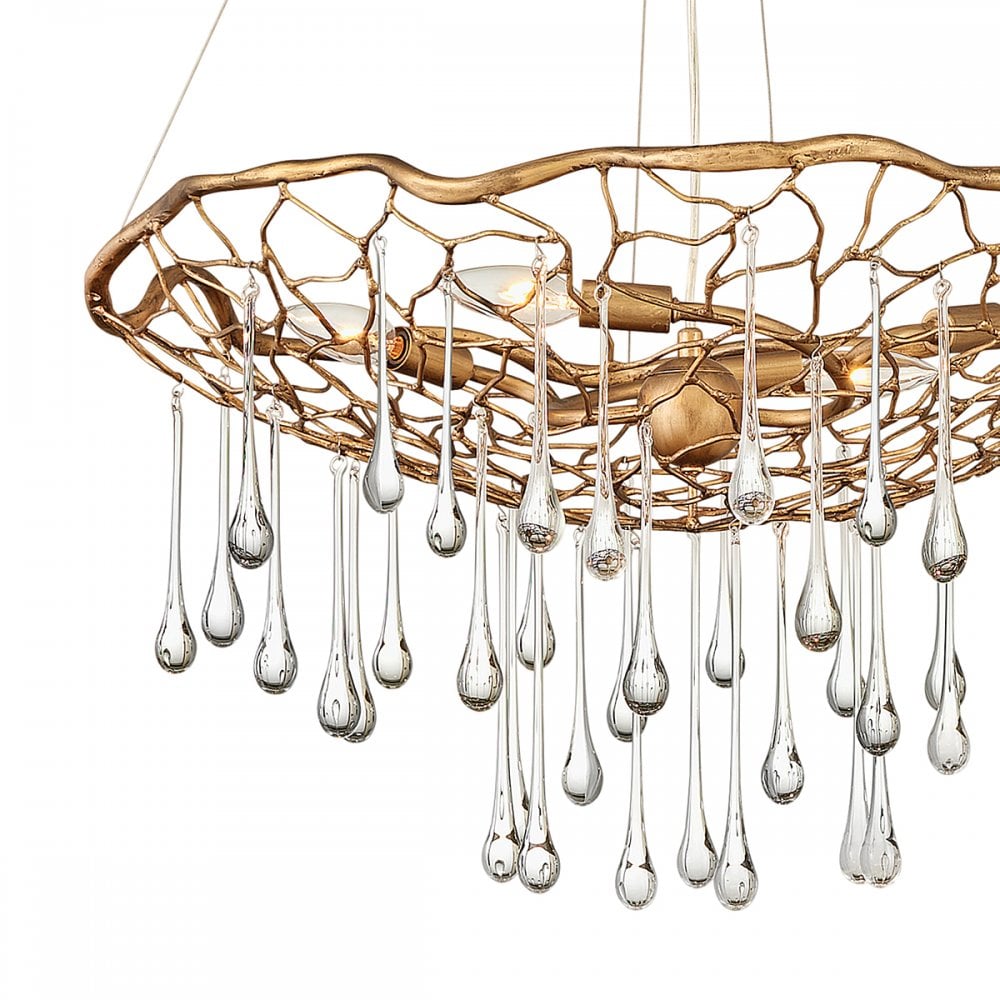 Laguna Organic 4 Light Ceiling Pendant Light In Burnished Gold Finish QN-LAGUNA-4P