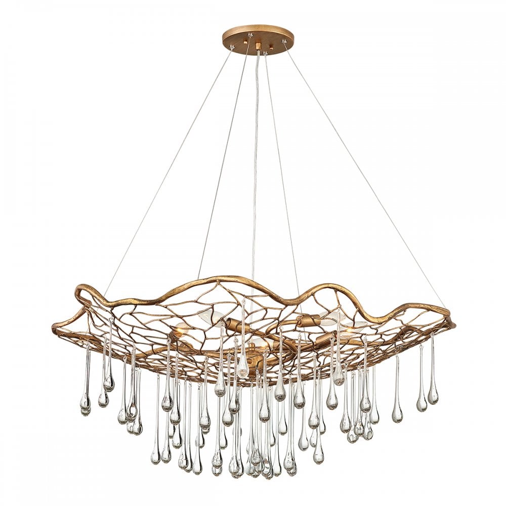 Laguna Organic 6 Light Ceiling Pendant Light In Burnished Gold Finish QN-LAGUNA-6P