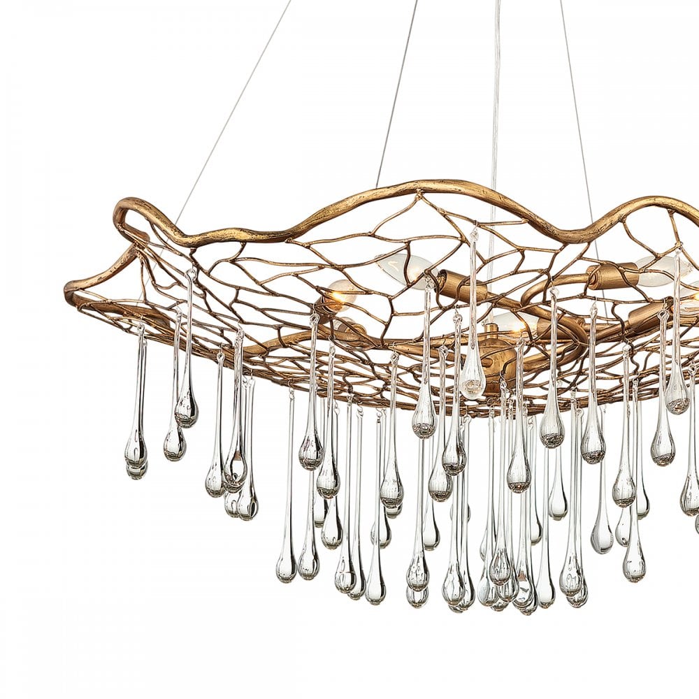 Laguna Organic 6 Light Ceiling Pendant Light In Burnished Gold Finish QN-LAGUNA-6P