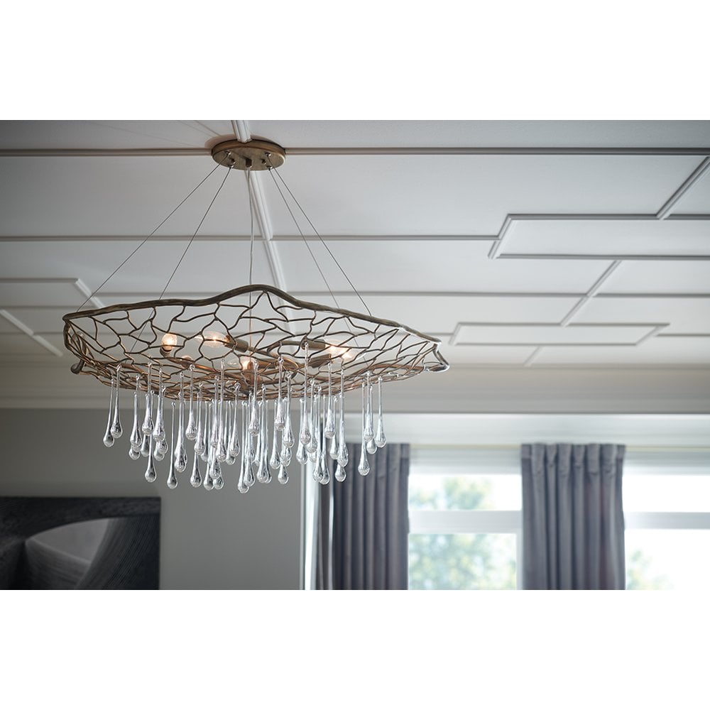 Laguna Organic 6 Light Ceiling Pendant Light In Burnished Gold Finish QN-LAGUNA-6P