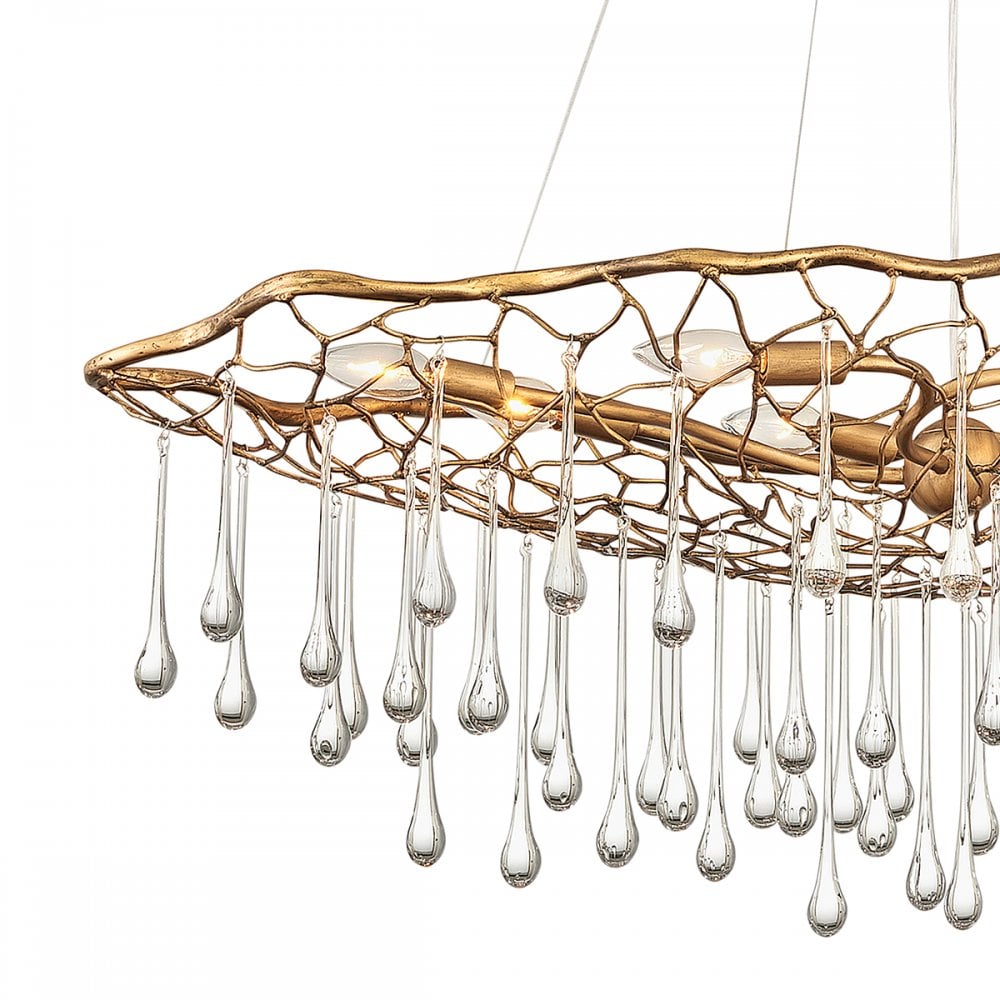 Laguna Organic 8 Light Ceiling Pendant Light In Burnished Gold Finish QN-LAGUNA-8P